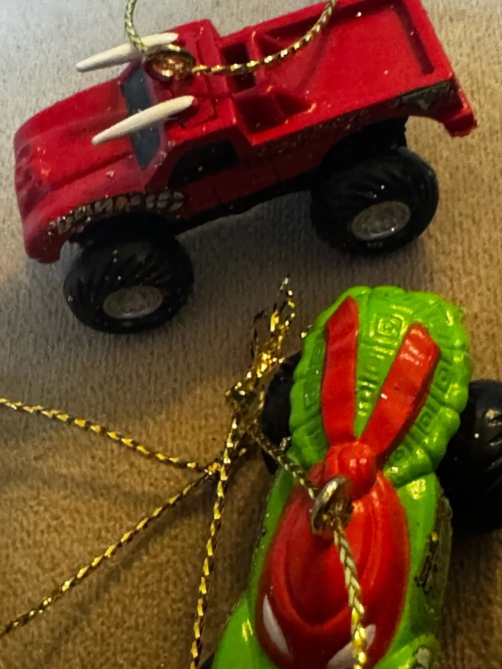Mini Monster Truck Toy ornament set - approximately 1”